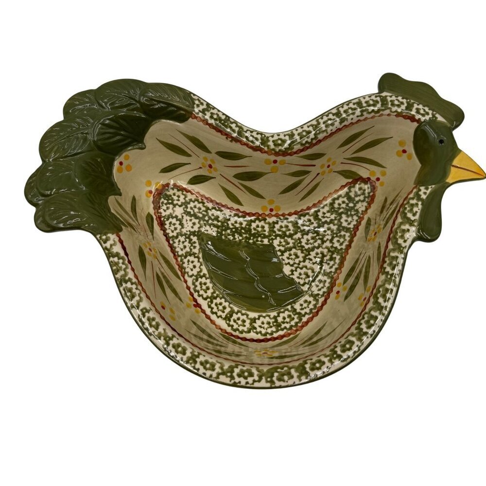 Temptations by Tara Old World Green Chicken Rooster Bowl